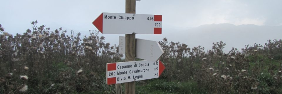 Wegweiser zum Mte Chiappo